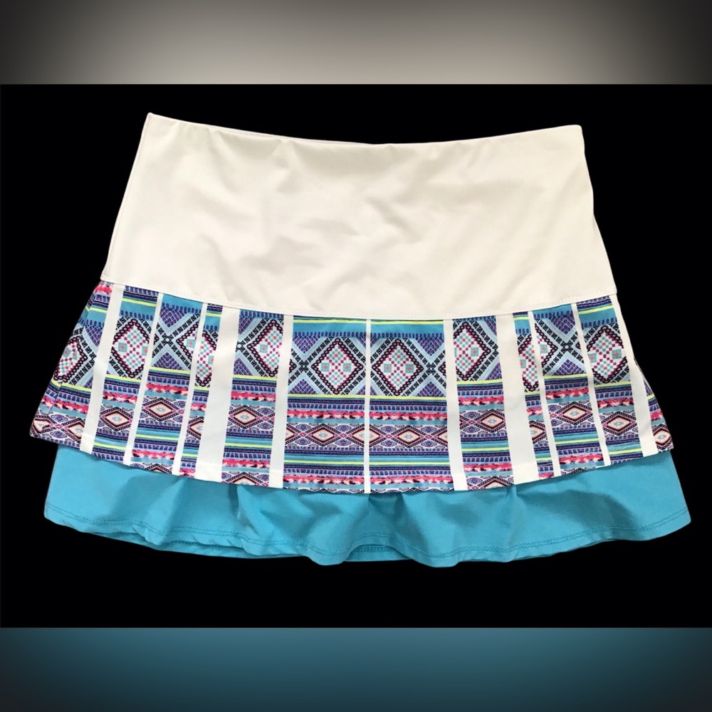 Lucky in Love White and Blue Patterned Skirt